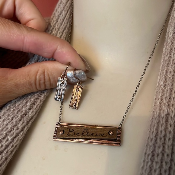 Amazon Jewelry - EUC “Believe” necklace with matching earrings